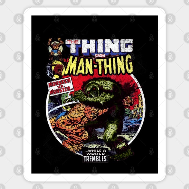 The Man Thing Monster versus Monster Fantastic Battle Sticker by Joaddo